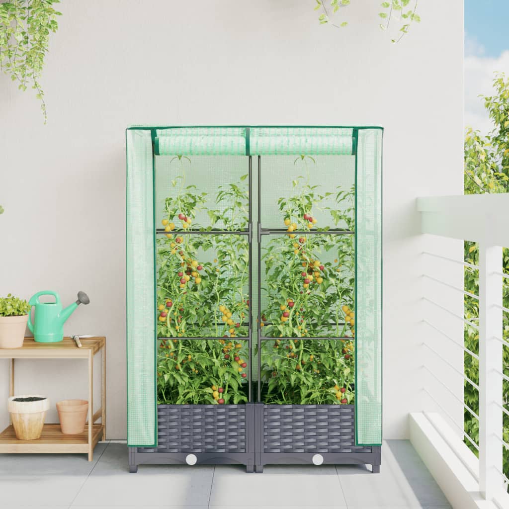 Vidaxl Planter élevé avec Kashoes 80x40x123 cm Rattanlook