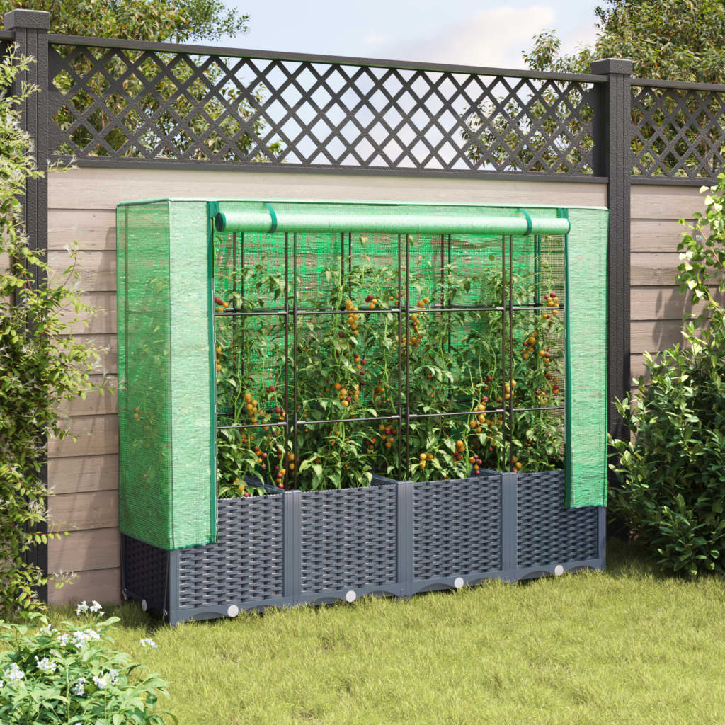 Vidaxl Planter élevé avec Kashoes 160x40x138 cm Rattanlook