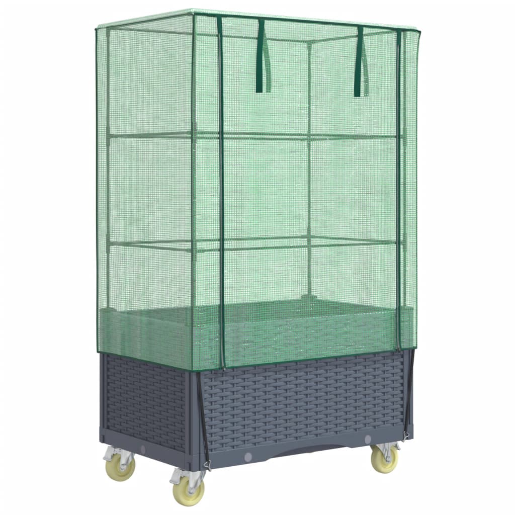 Spanter Vidaxl zvednutý s krytem a koly 80x50x182 cm Rattanlook