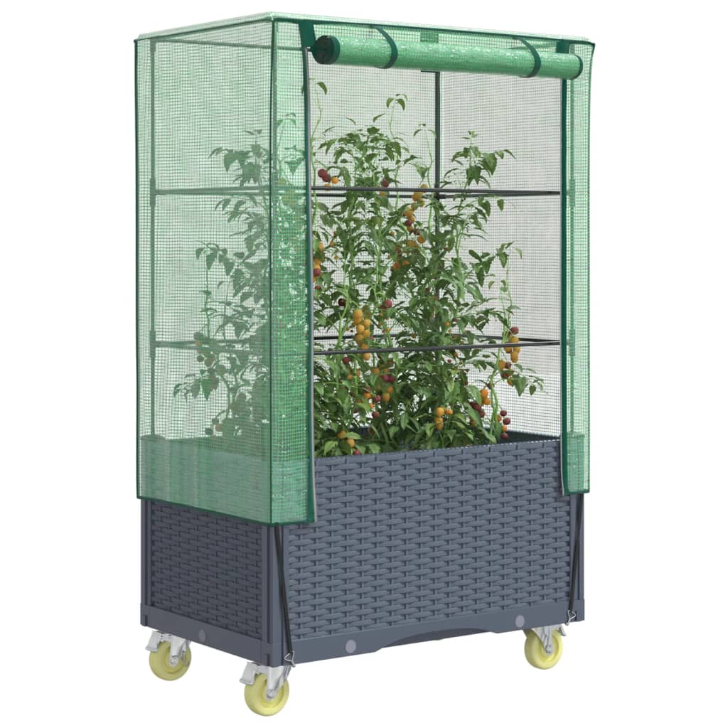 Spanter Vidaxl zvednutý s krytem a koly 80x50x182 cm Rattanlook