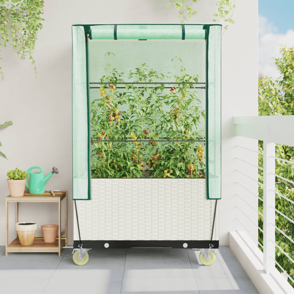 Spanter Vidaxl zvednutý s krytem a koly 80x50x182 cm Rattanlook