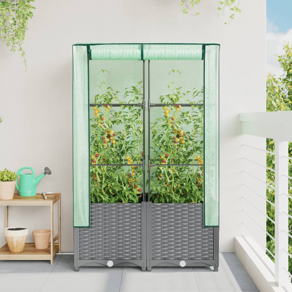 Vidaxl Planter zvednutý s kashoes 80x40x138 cm Rattanlook