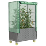 Vidaxl -Pflanzer mit Deckung und Rädern 80x50x182 cm Rattanlook angehoben