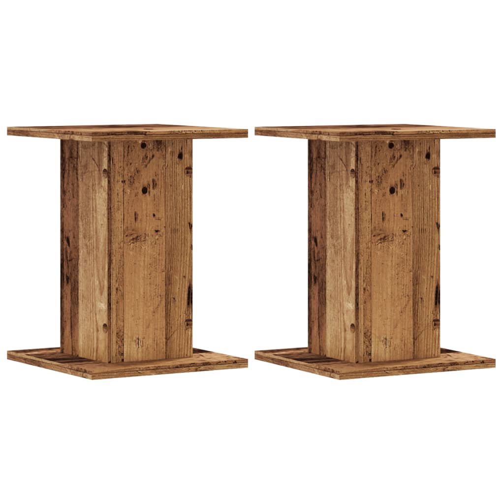 Vidaxl plantenstandaards 2 st 30x30x40 cm bewerkt hout oud houtkleurig