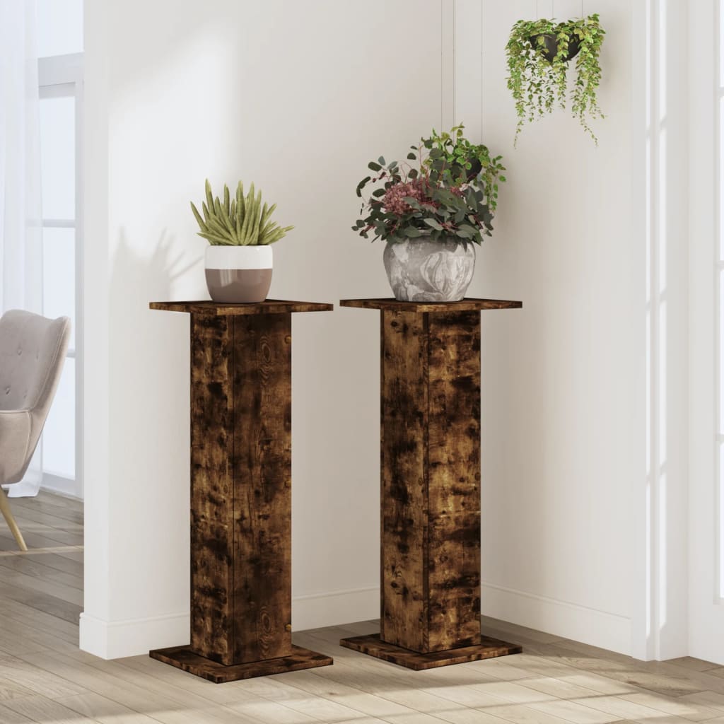 Standardy rostlin Vidaxl 2 ks 30x30x80 cm Vlastní dřevo uzený dub