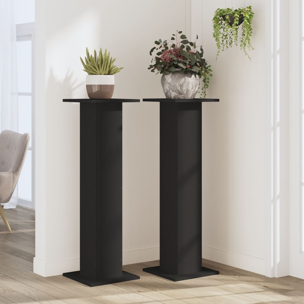 VidaXL Plant Standards 2 pcs 30x30x95 cm Processed Wood Black