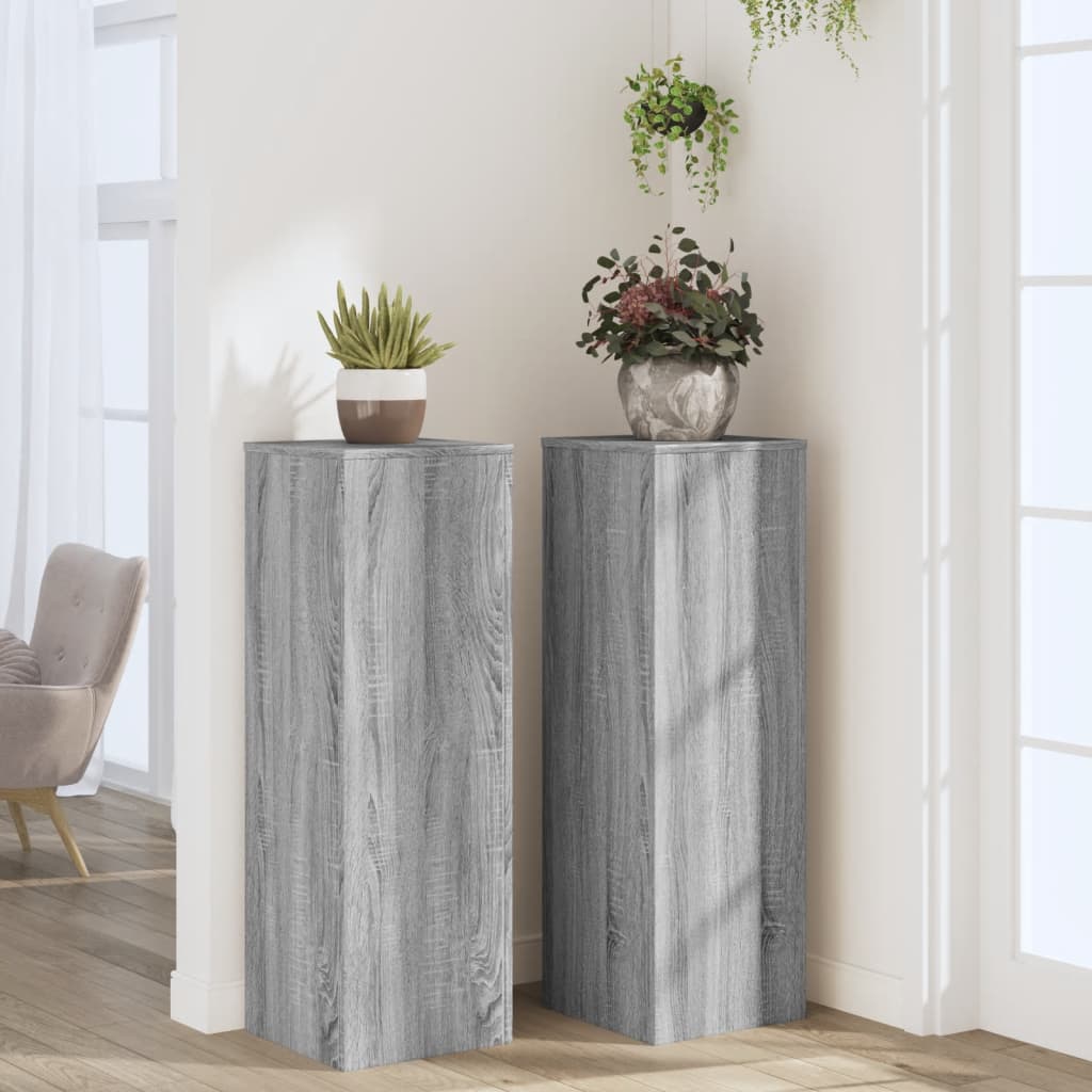 VidaXL Plant Standards 2 pcs 33x33x100 cm processed wood gray sonoma