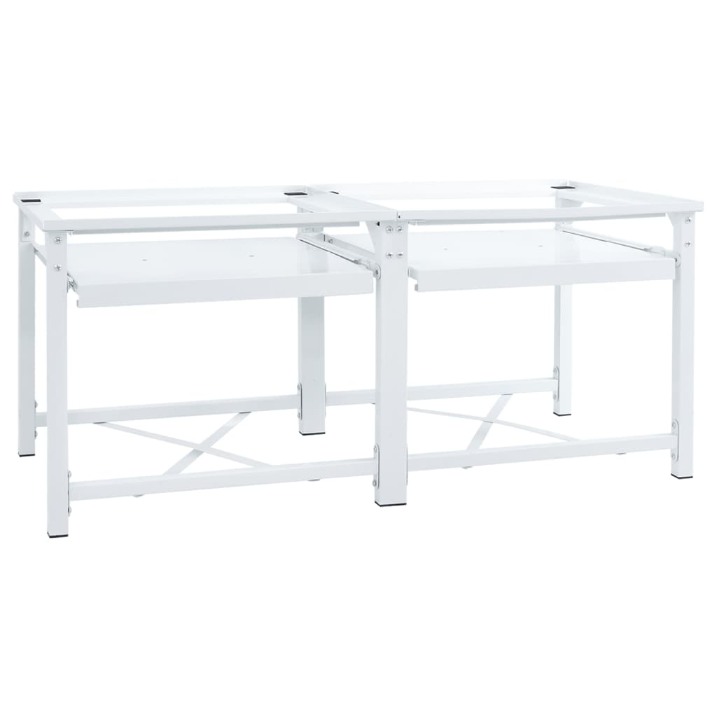 VidaXL Double washing machine base with extendable shelves white