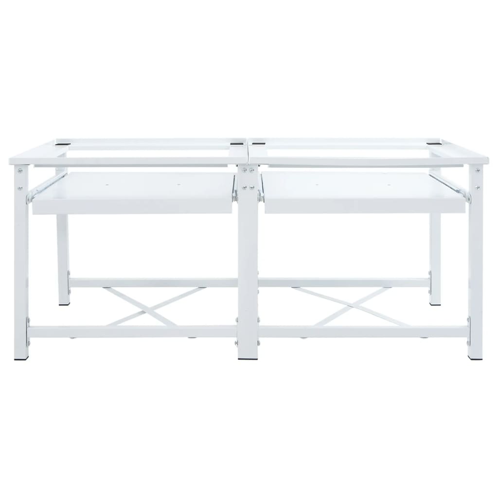 VidaXL Double washing machine base with extendable shelves white