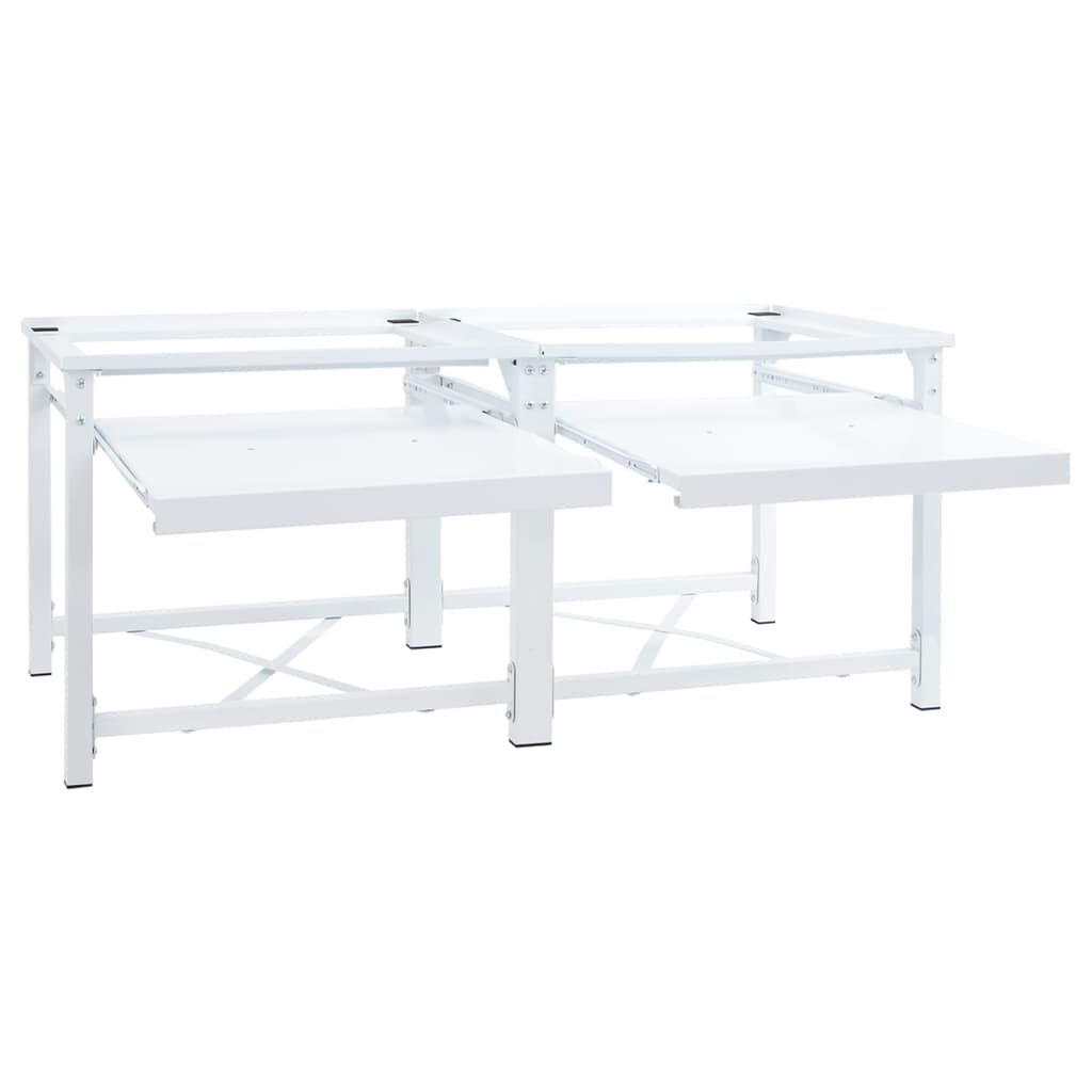 VidaXL Double washing machine base with extendable shelves white