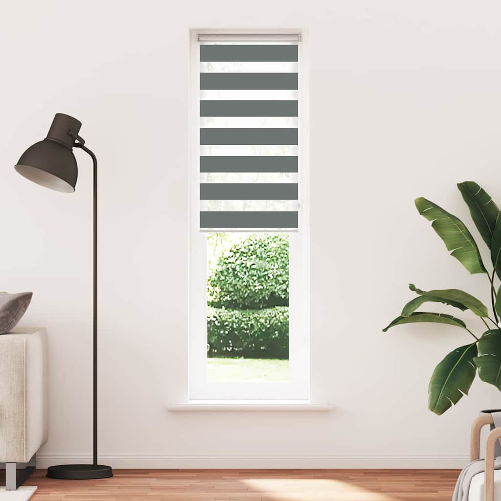 Vidaxl Zebra Roller Slepi 65x200 cm Širina tkanine 60,9 cm temno siva