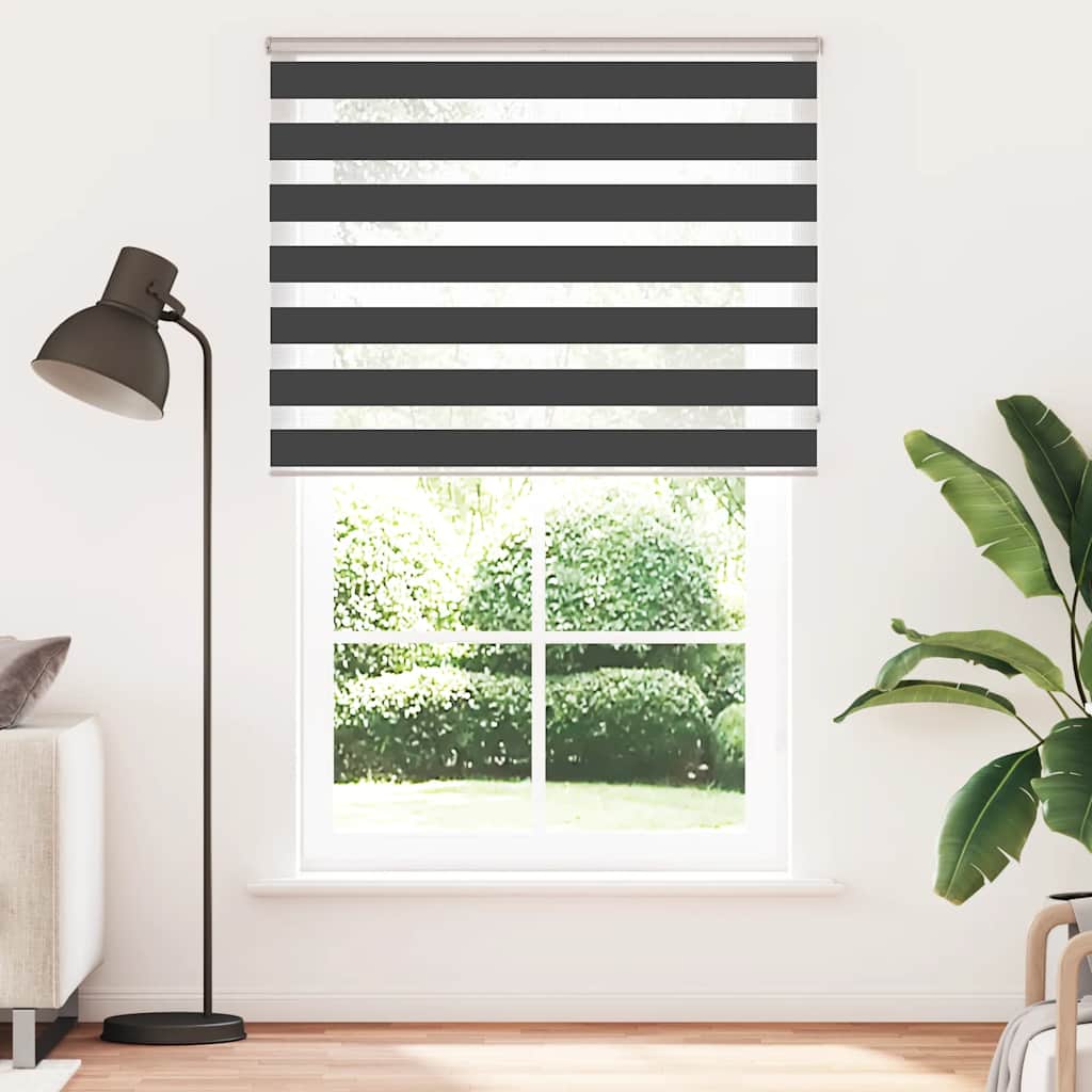 Roleta VidaXL zebra 150x200 cm šírka látky 145,9 cm čierna