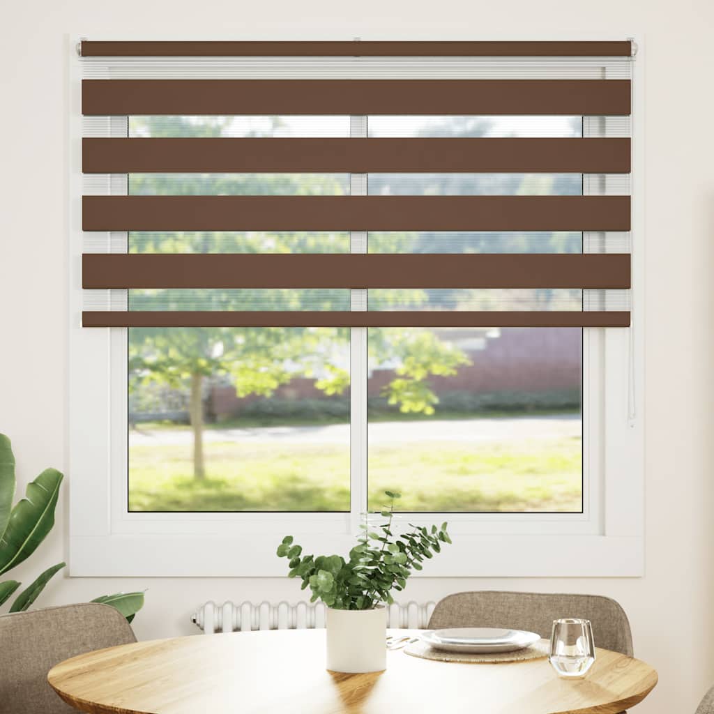 Vidaxl Zebra roller blind 140x100 cm dust width 135.9 cm polyester brown
