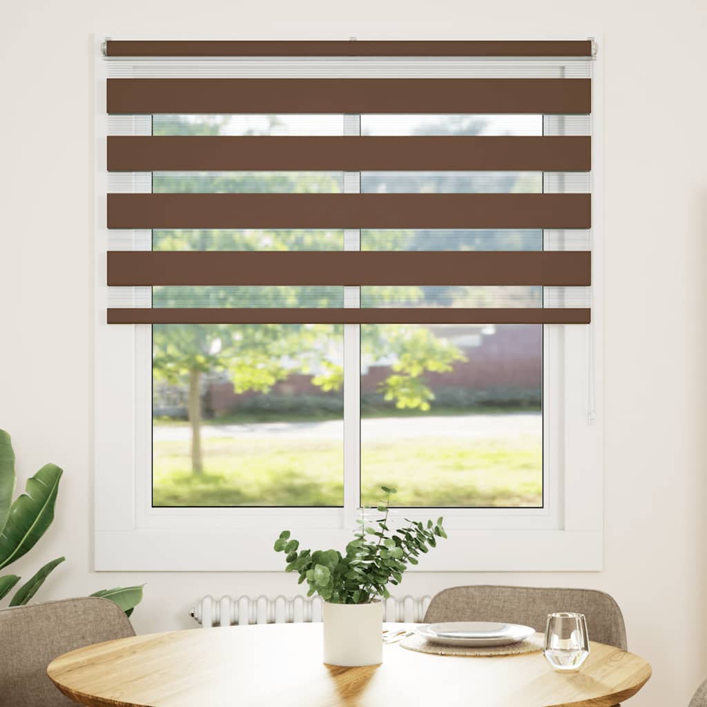Vidaxl Zebra roller blind 130x150 cm dust width 125.9 cm polyester brown