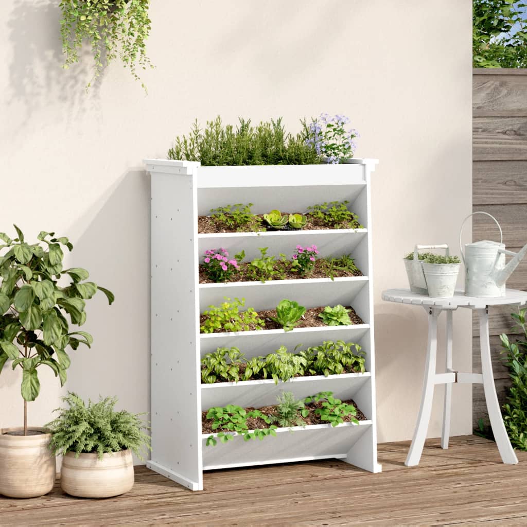 Vidaxl herb box 6-layer 69x40x101.5 cm solid pine white white