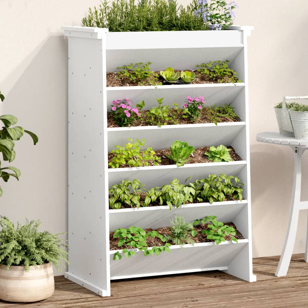 Vidaxl herb box 6-layer 69x40x101.5 cm solid pine white white