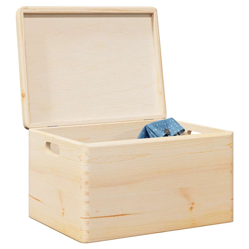 Vidaxl wooden box with lid handles 40x30x23cm solid pine