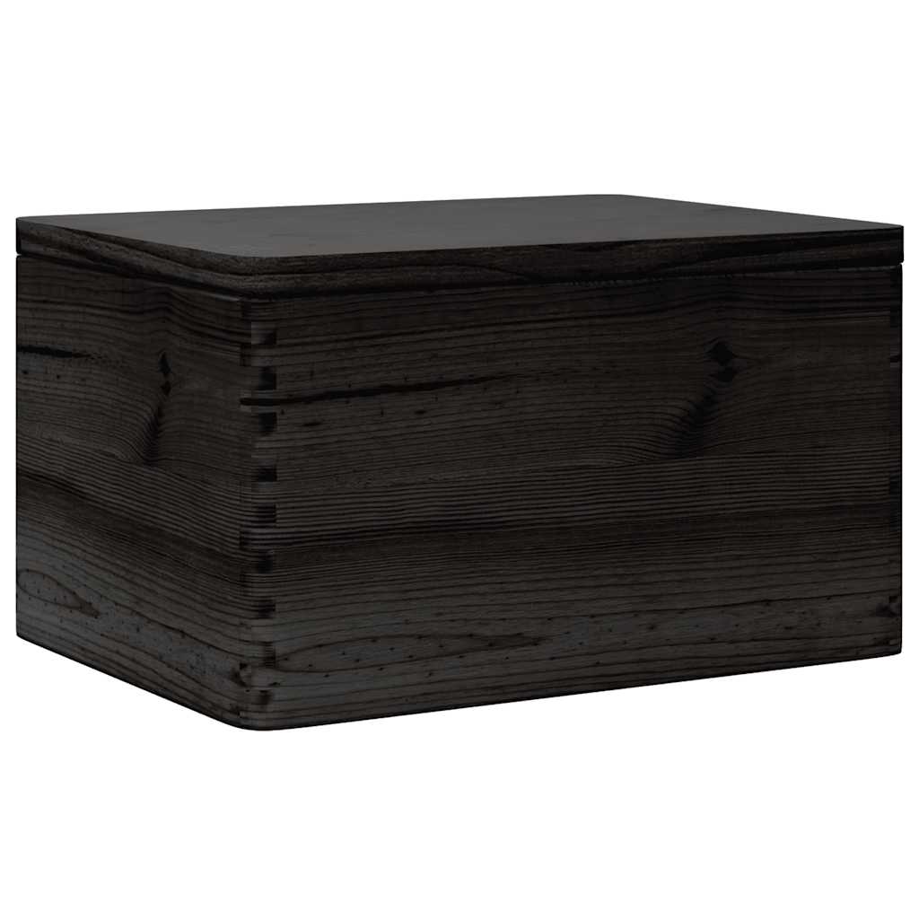 Vidaxl træboks med låg 40x30x23 cm Solid fyrretræ sort