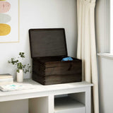 Vidaxl træboks med låg 40x30x23 cm Solid fyrretræ sort