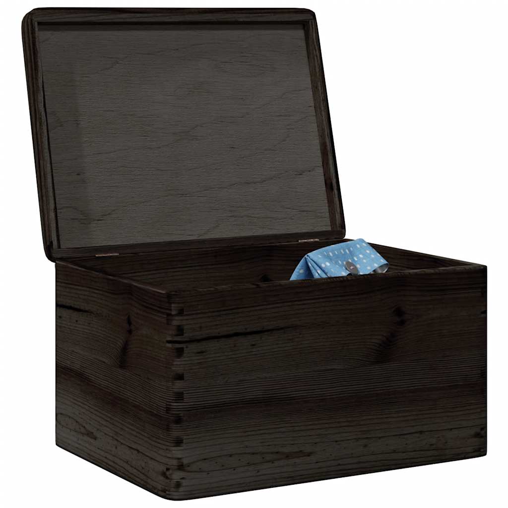 Vidaxl træboks med låg 40x30x23 cm Solid fyrretræ sort