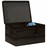 Vidaxl træboks med låg 40x30x23 cm Solid fyrretræ sort