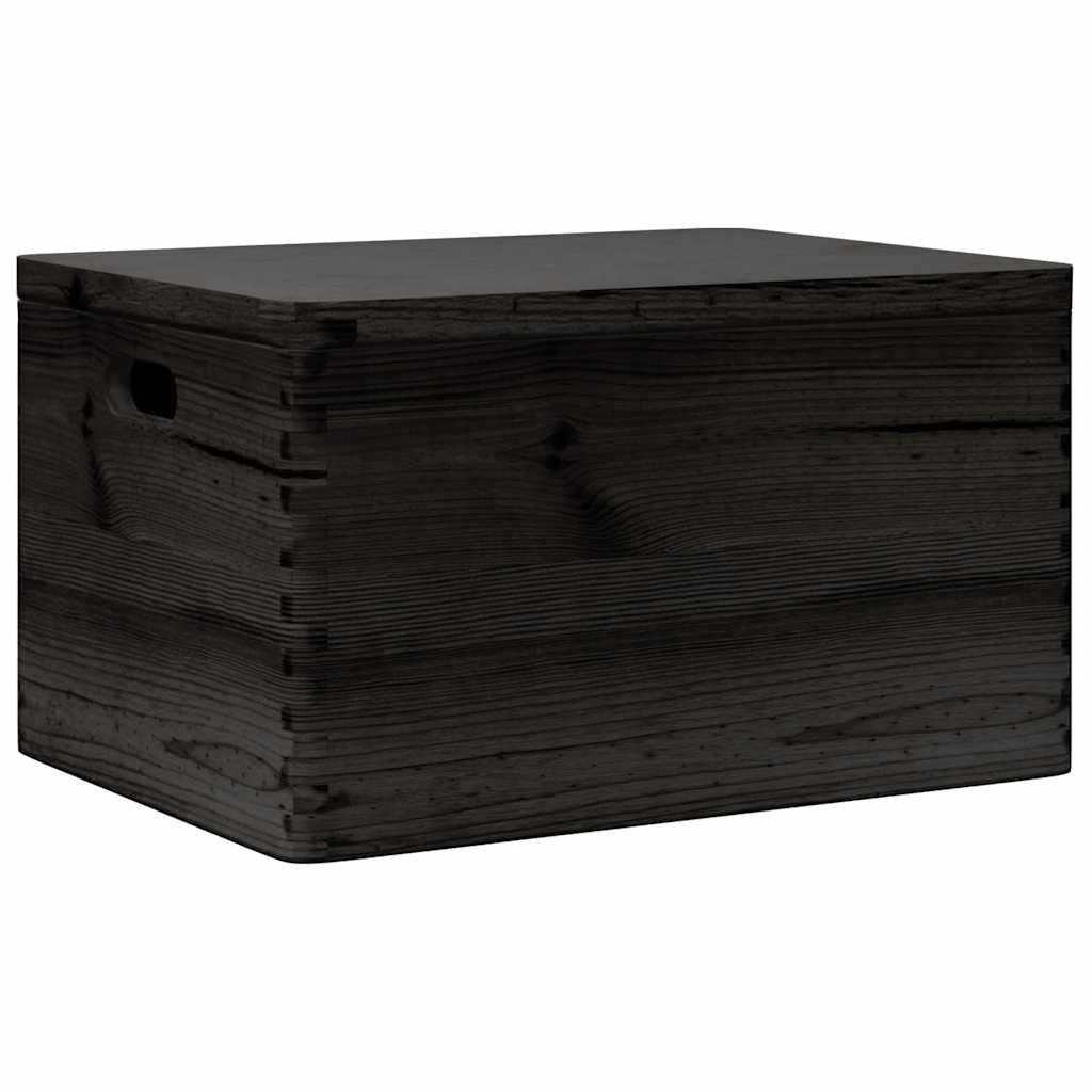 Lesena škatla vidaxl z ročaji pokrova 40x30x23cm borove lesene črne barve