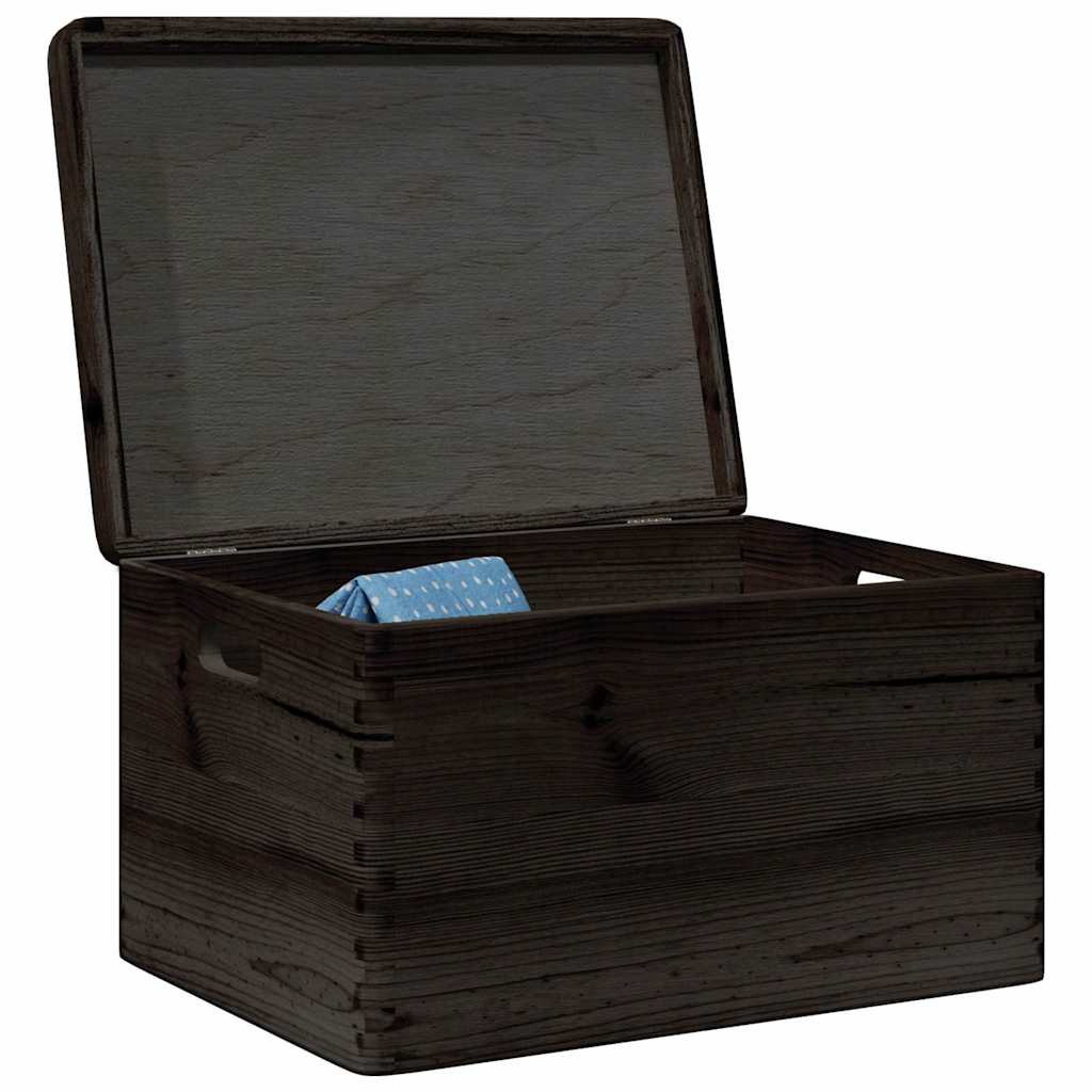 Lesena škatla vidaxl z ročaji pokrova 40x30x23cm borove lesene črne barve