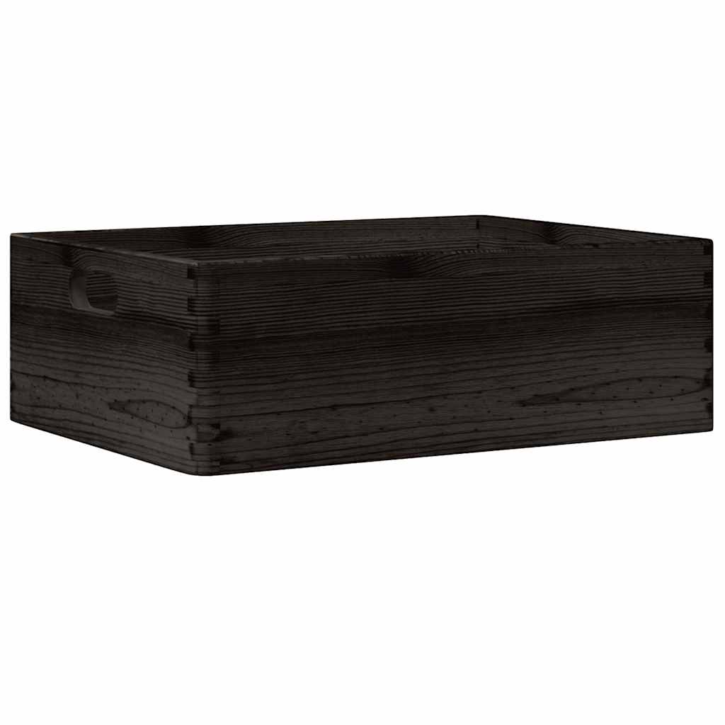 VidaXL Wooden box with handles 40x30x13 cm Solid pine black
