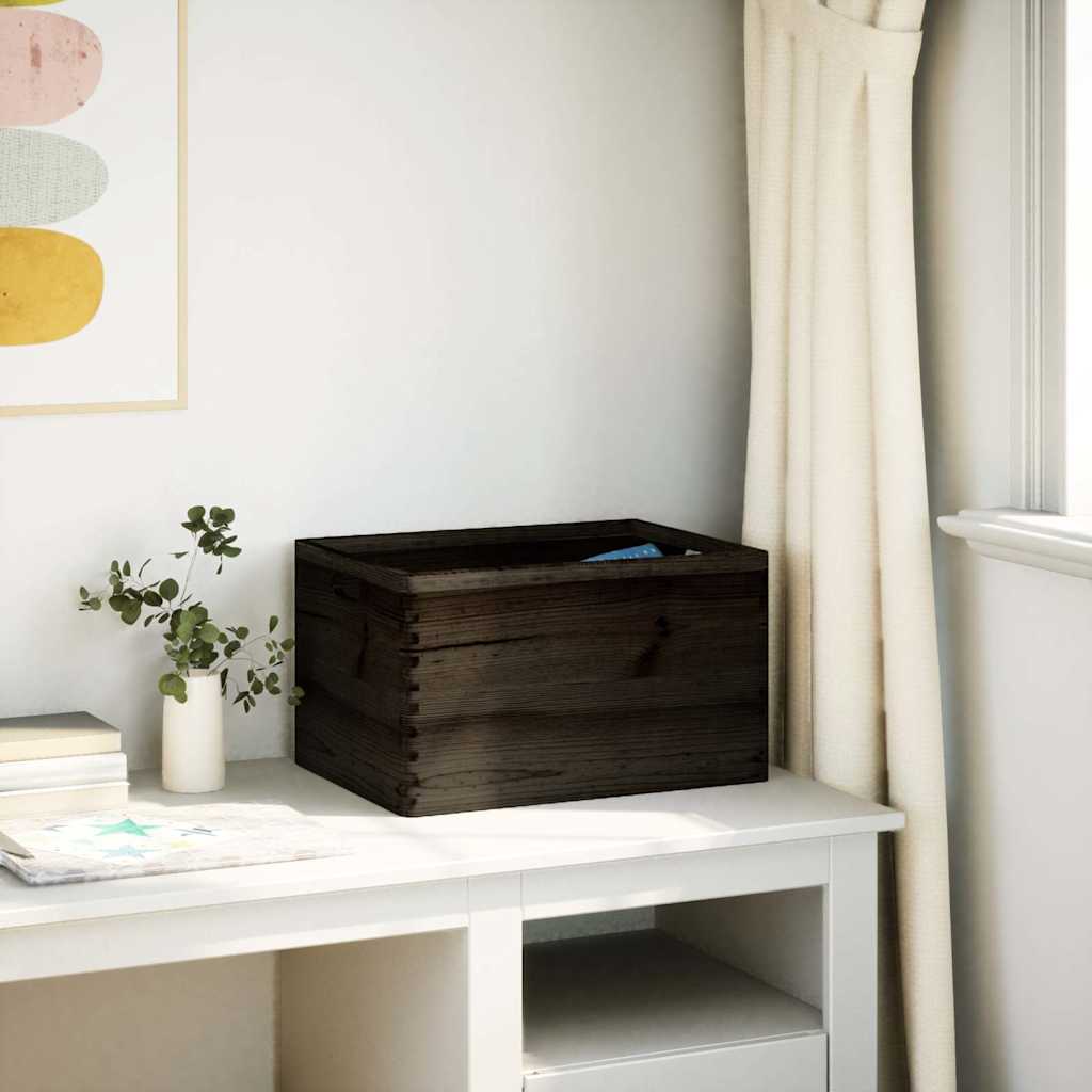 VidaXL Wooden box with handles 40x30x23 cm Solid pine black