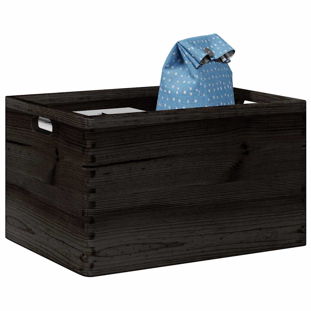 VidaXL Wooden box with handles 40x30x23 cm Solid pine black