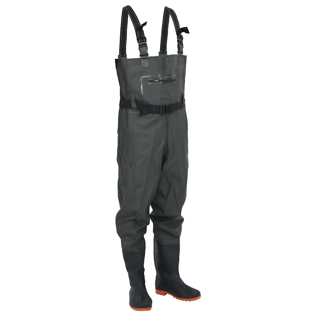 Vidaxl wading suit with boots and belt size 38 dark green