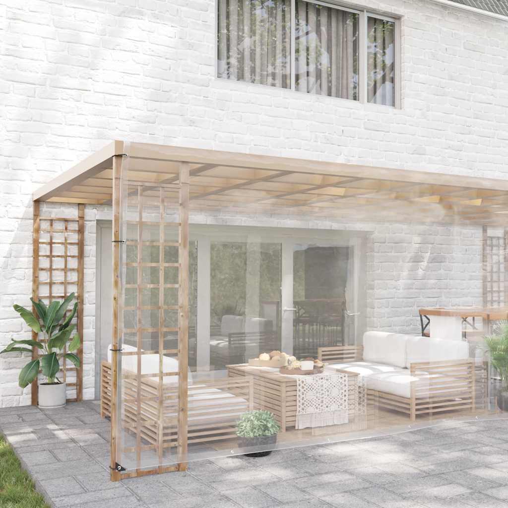 Vidaxl transparent tarpaulin with sail rings 6x8 m PVC