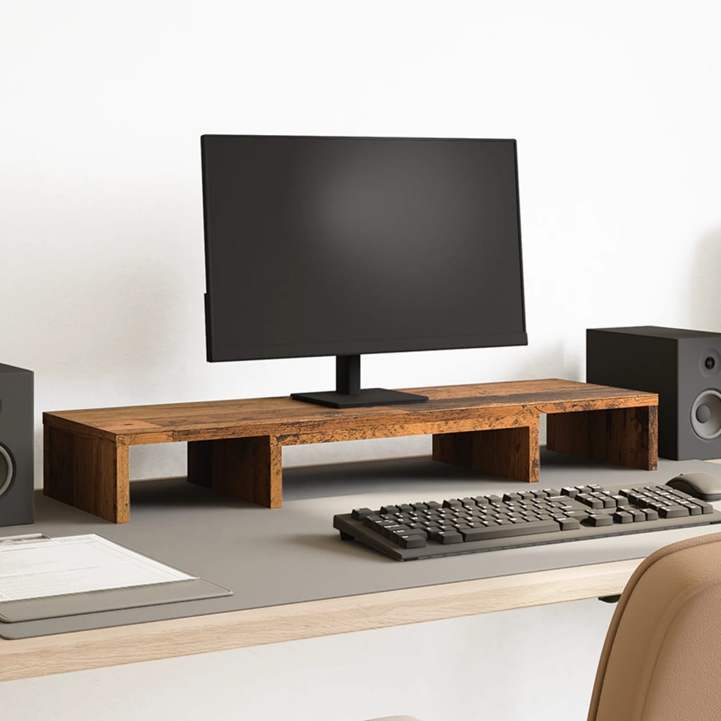 VidaXL monitor standard adjustable 80x24x10.5 cm wood old wood colored