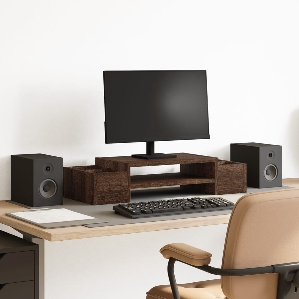 VidaXL monitor stand with storage space 70x27x15 cm wood brown oak