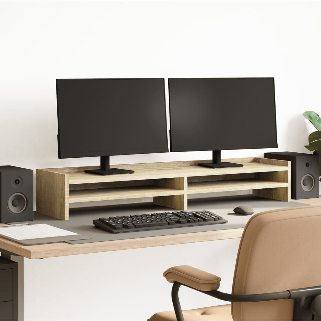 Vidaxl Monitor står 100x24x16 cm bearbetad trä sonoma ek färgad