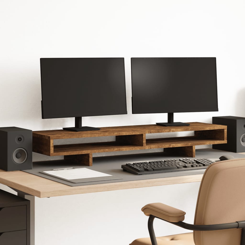 VidaXL monitor standard 100x27x15 cm processed wood smoked oak colored