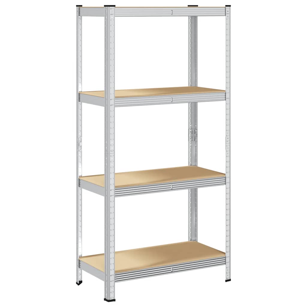 Vidaxl Storage Rack 4-vrstvová ocel a zpracované dřevěné stříbrné barvy