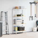 Vidaxl Storage Rack 4-vrstvová ocel a zpracované dřevěné stříbrné barvy