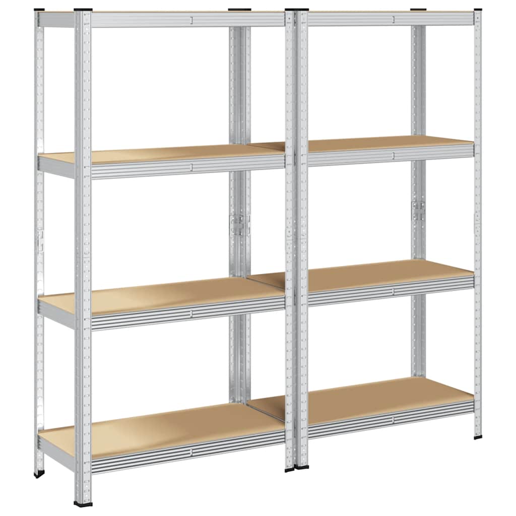 Vidaxl Storage Racks 4-lags 2 st stål bearbeidet tre sølvfarget
