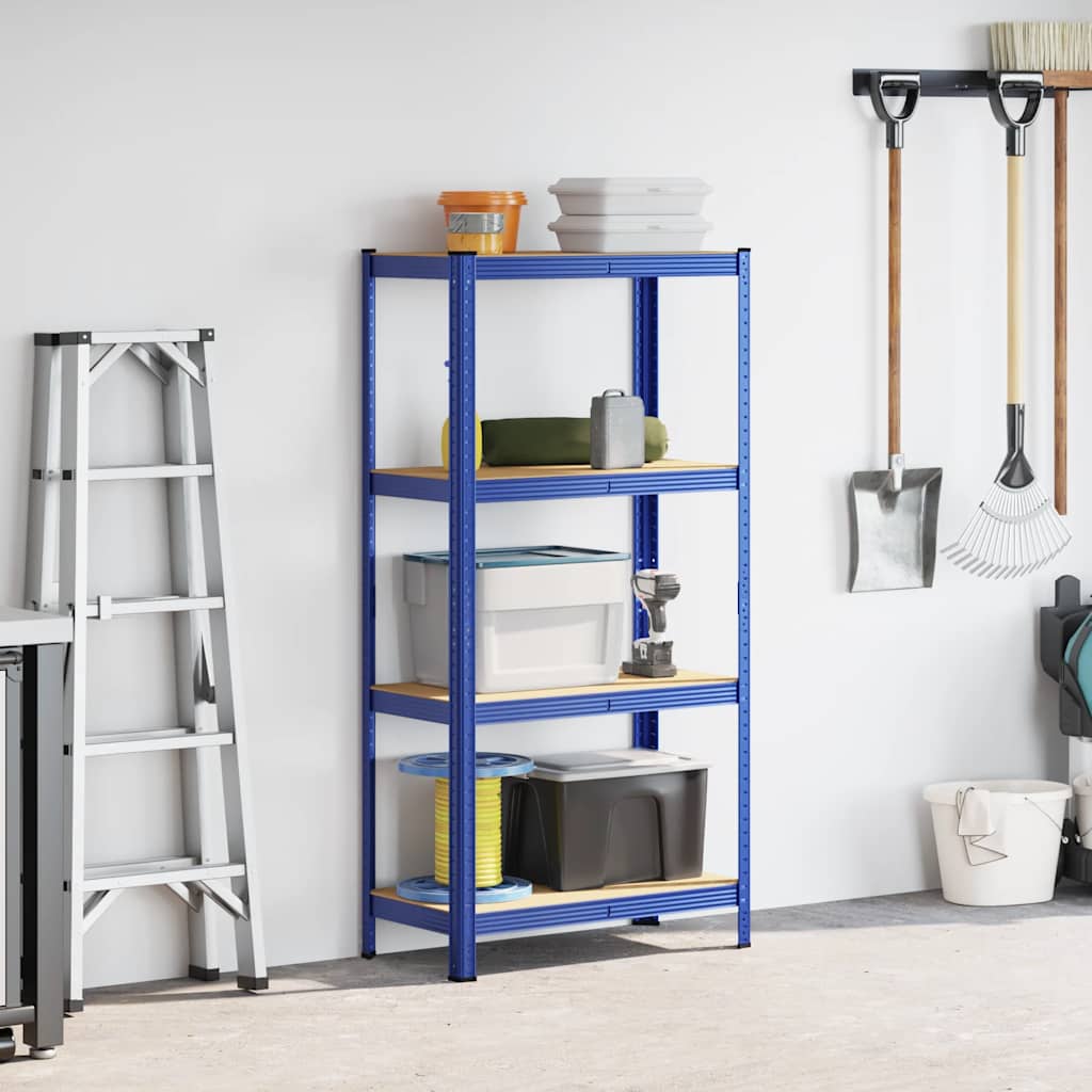 Vidaxl storage rack 4-layer steel and processed wood blue