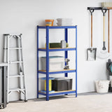 Vidaxl storage rack 4-layer steel and processed wood blue