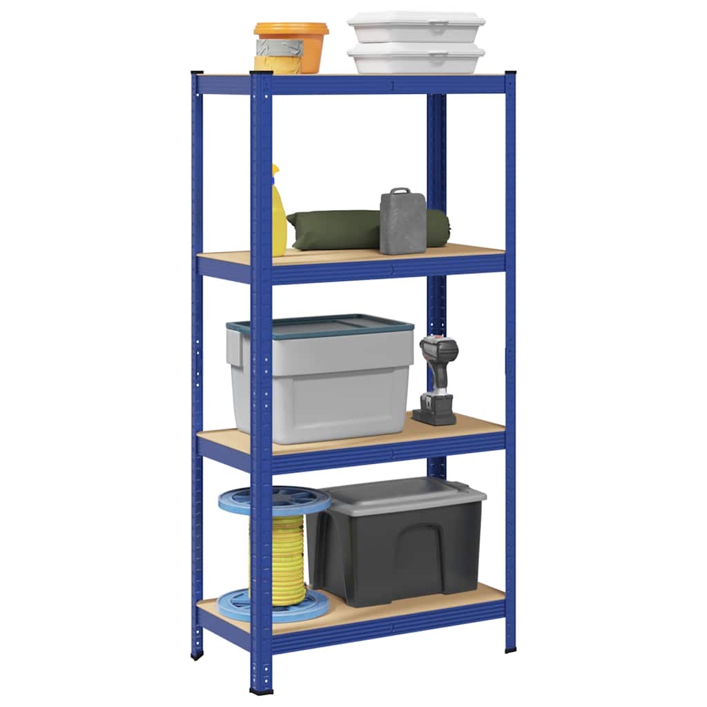 Vidaxl storage rack 4-layer steel and processed wood blue
