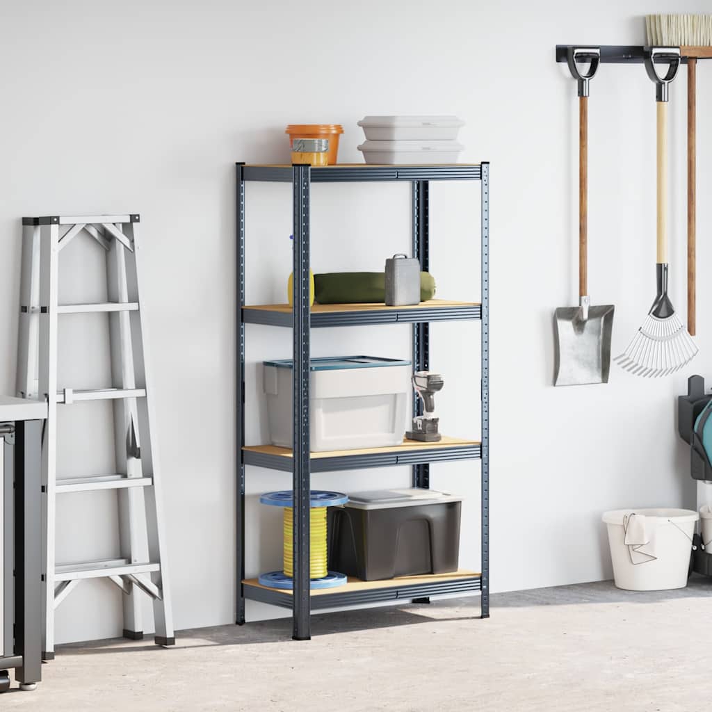 Vidaxl Storage Rack 4-lags stål og bearbeidet treantrasittfarget