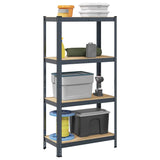 Vidaxl Storage Rack 4-lags stål og bearbeidet treantrasittfarget