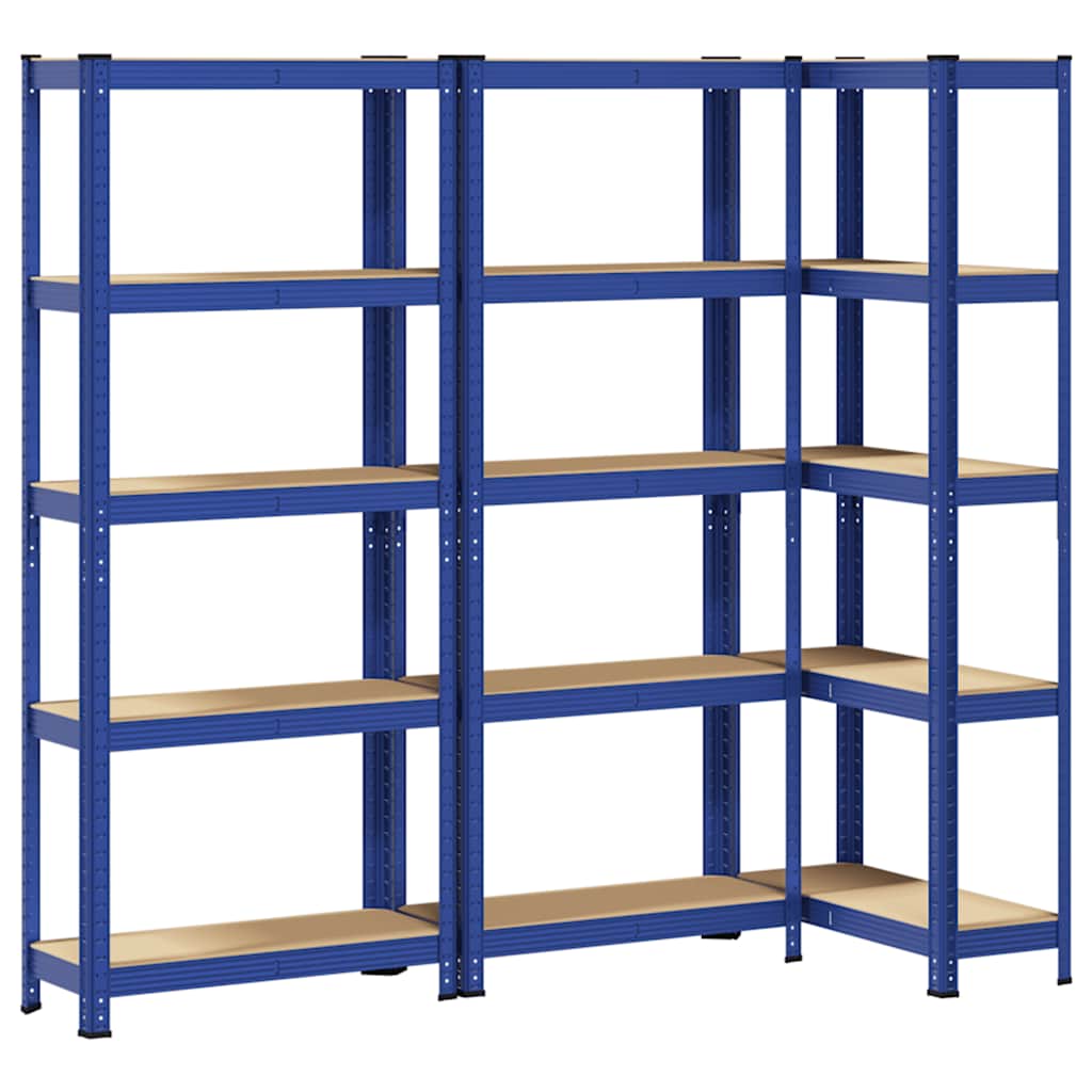 Vidaxl storage racks 3 st 5-layer steel and processed wood blue
