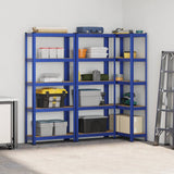 Vidaxl storage racks 3 st 5-layer steel and processed wood blue