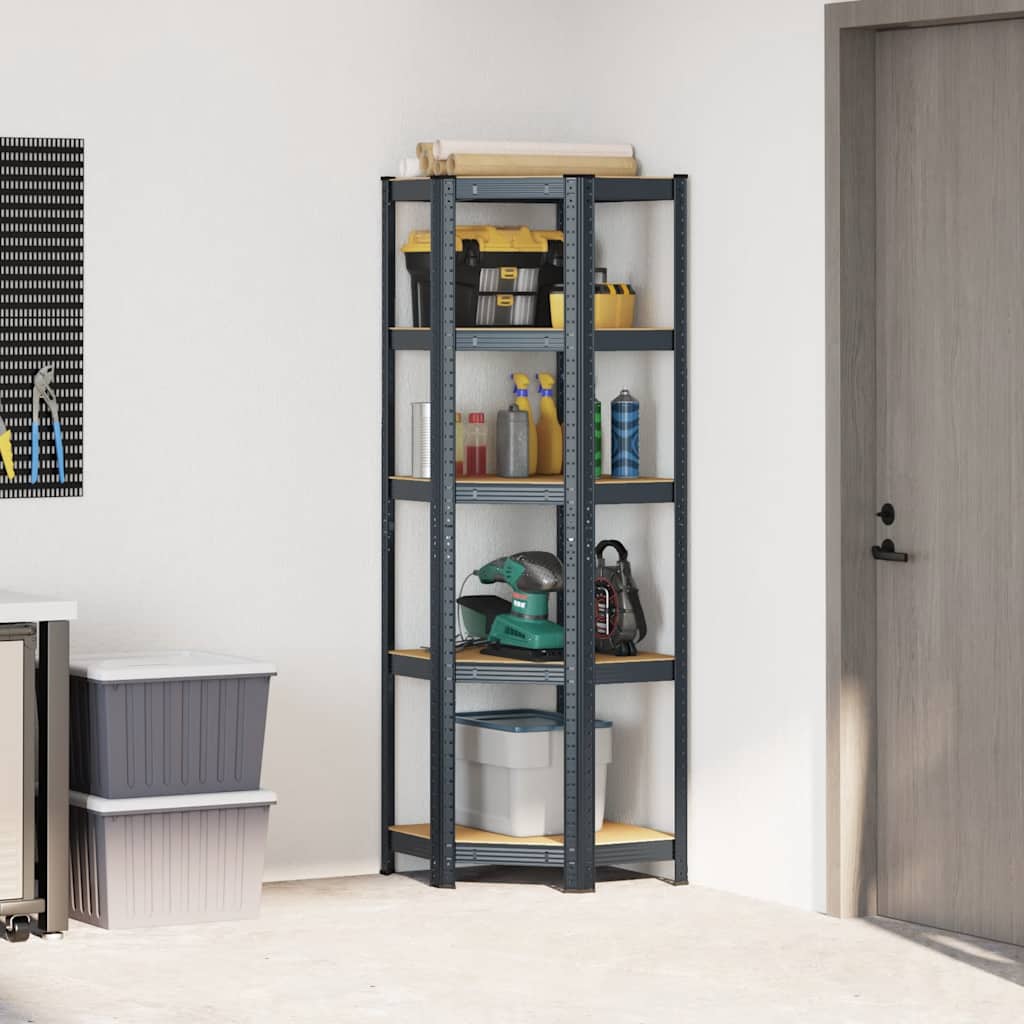 VidaXL Hoekrek 5-Layer Steel and processed wood Anthracite-colored