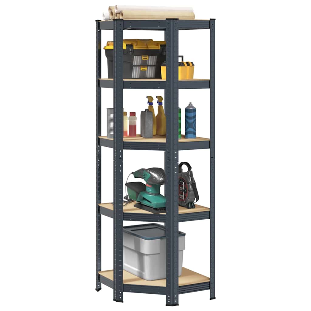 VidaXL Hoekrek 5-Layer Steel and processed wood Anthracite-colored
