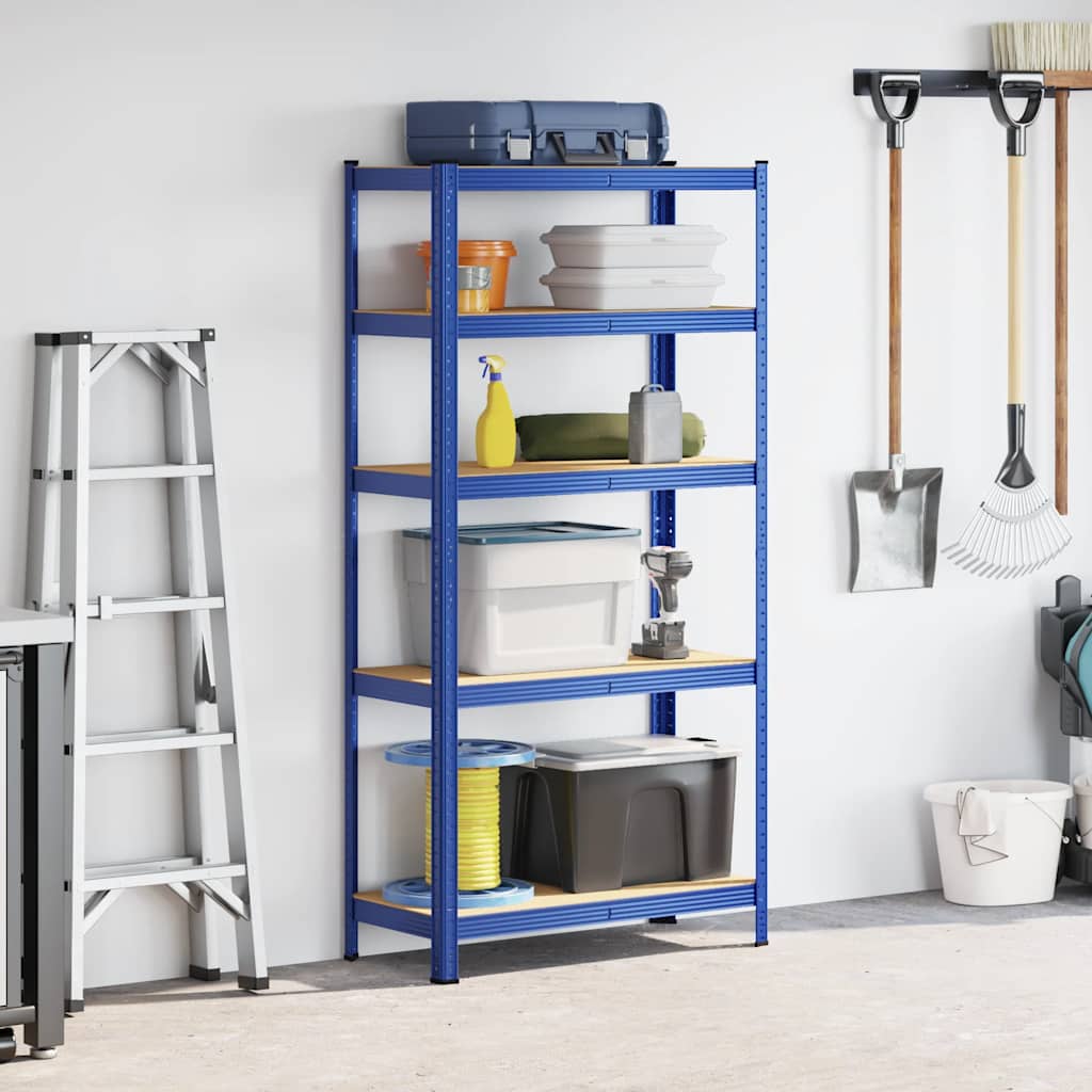 Vidaxl storage rack 5-layer steel processed wood blue