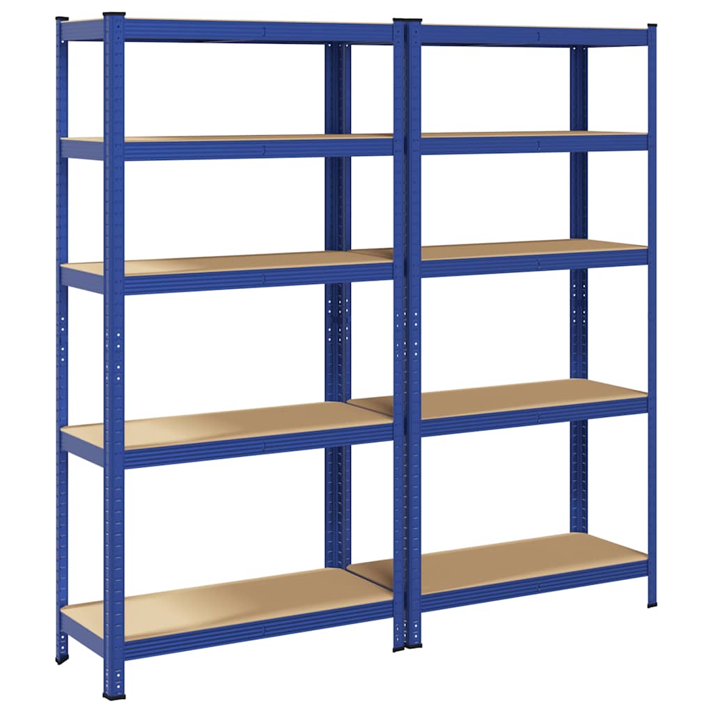 Vidaxl storage racks 2 st 5-layer steel and processed wood blue